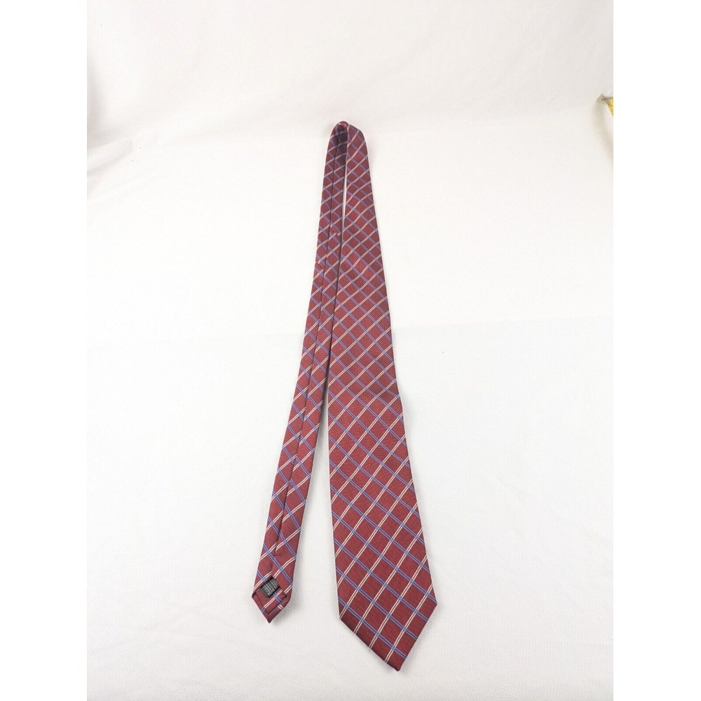 Firenze Italy Men's 100%‎ Silk XL Necktie – Designer Red/Blue/Silver Pattern